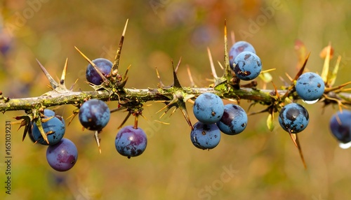 Close-up of dark berries on branch