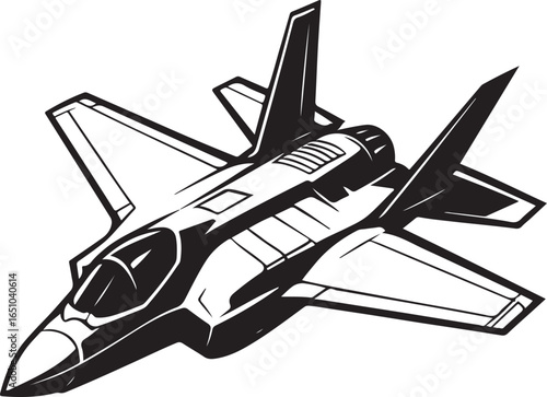 F35 Fighter Jet Silhouette Vector Illustration