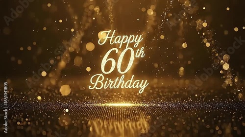Wallpaper Mural A dazzling golden background with shimmering particles and elegant typography celebrates a significant 60th birthday milestone, conveying joy and festivity. Torontodigital.ca