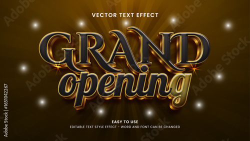 Editable text effect grand opening 3d style premium vector 
