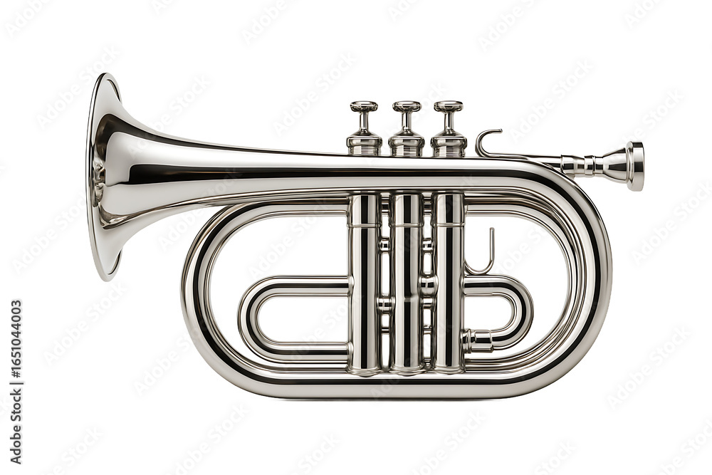 Naklejka premium Silver Trumpet Musical Instrument Isolated on Transparent Background