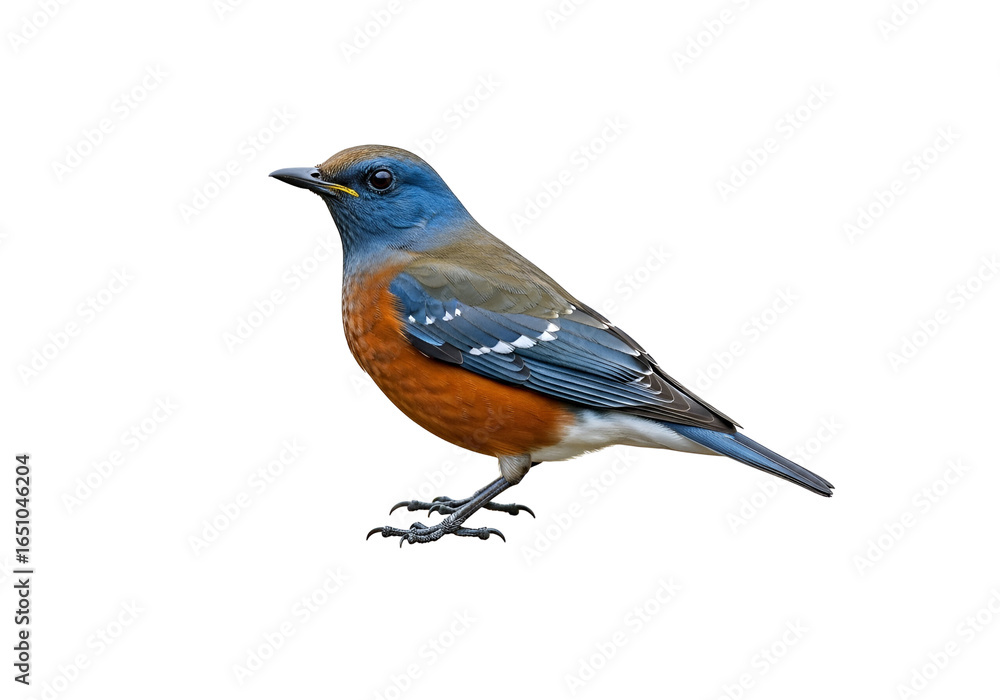 Fototapeta premium Close-up of a vibrant Eastern Bluebird perched against a black background showcasing its colorful