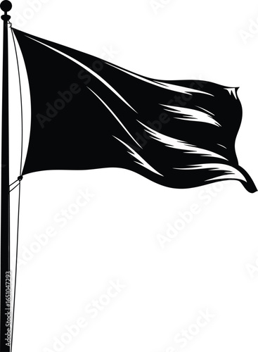 Waving Black Flag Illustration for Symbolic Representations and Graphic Elements