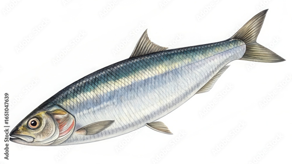 Illustration of a silver herring fish isolated on white background Illustration of a silver herring fish isolated on white background