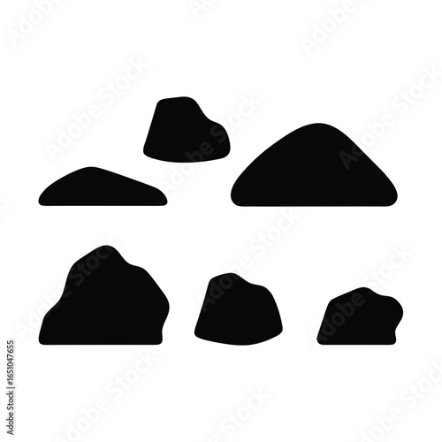 Collection of organic rock shapes silhouette