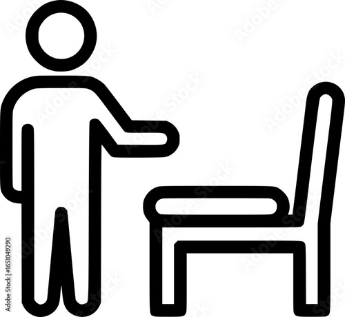Person offering seat outline icon vector
