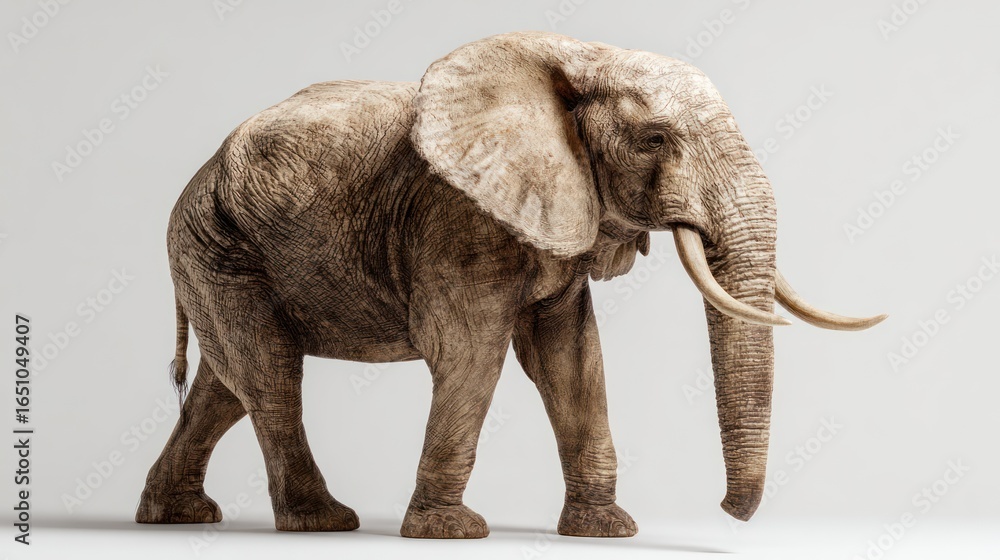Obraz premium A majestic elephant with wrinkly skin stands against a neutral background