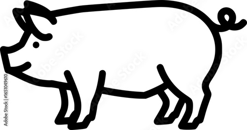 Pig outline icon vector
