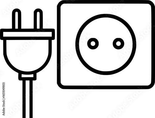Power plug in outlet outline icon vector
