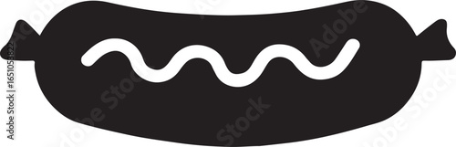 Hot dog sausage silhouette vector icon. Food illustration perfect for fast food, cooking, menu, and design.