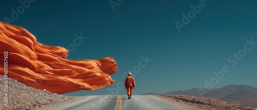 Fototapeta Naklejka Na Ścianę i Meble -  Vibrant landscape with lone figure