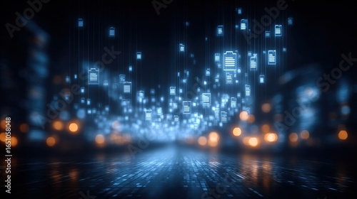 Wallpaper Mural Abstract network grid with files and folders, futuristic software interface, digital document management system, store, search and organize documents, corporate business, paperless office	
 Torontodigital.ca