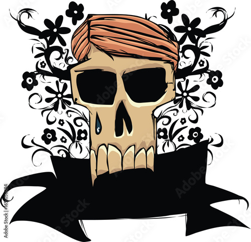 Gothic Bloom Skull fun Halloween Horror Monsters Frankensteins monster zombies Transparet best Artwork vector editable logo Wall Sticker t-shirt design and multipurpose use in high definition format