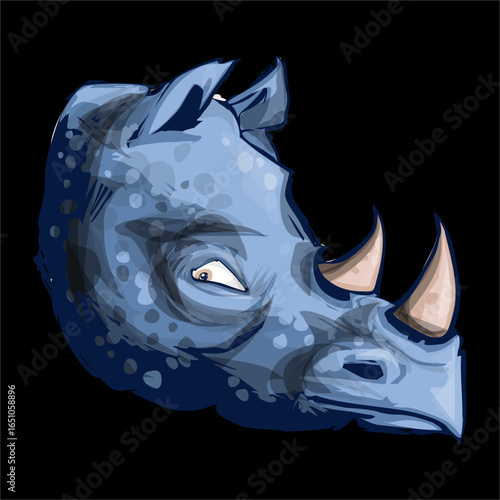 The Blue Rhino Halloween Horror Monsters Frankensteins monster zombies Black best Artwork vector editable logo for Wall Sticker t-shirt design and multipurpose use in high definition format
