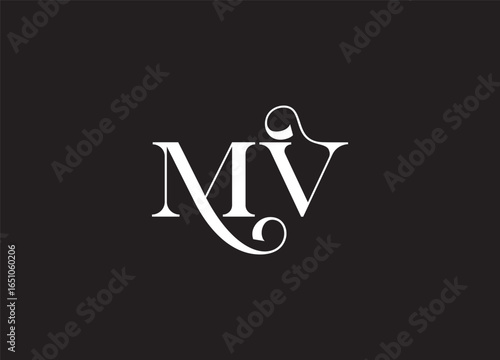 MV Initial logo template vector
