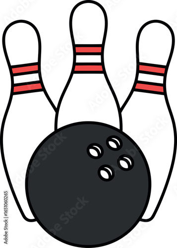 Bowling ball and pins strike