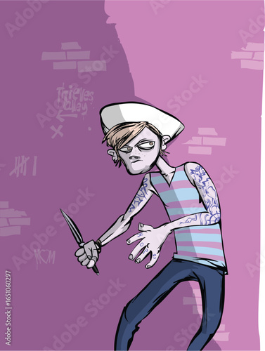 Halloween Thieves Alley knife Horror Monsters Frankensteins monster zombies best Artwork vector editable logo for Wall Sticker t-shirt design and multipurpose use in high definition format