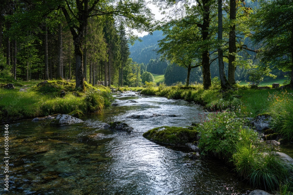 Obraz premium Serene mountain stream