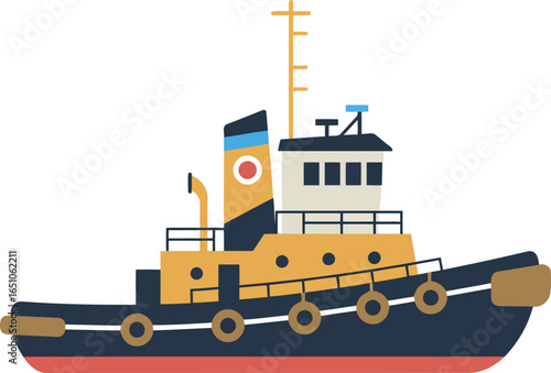 Tugboat illustration maritime marine harbor towing