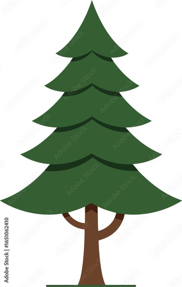 Fototapeta premium Stylized green pine tree illustration