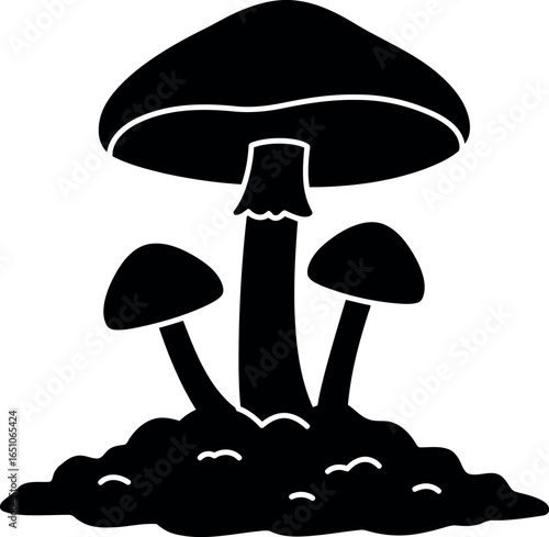 Mushroom silhouette forest fungi icon