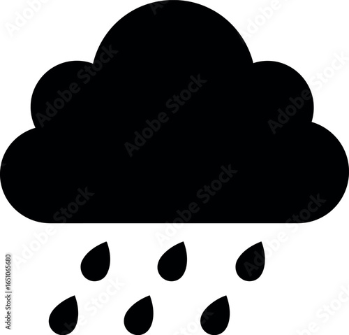 Cloud with raindrops icon