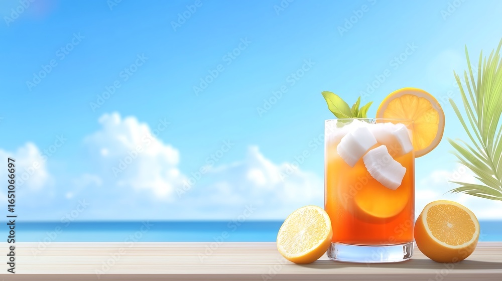 Obraz premium Refreshing Summer Drink with Citrus and Coconut
