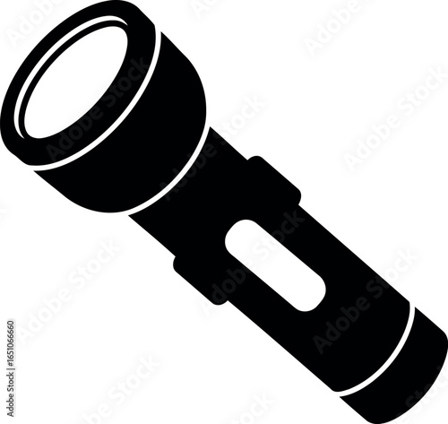 Black flashlight silhouette icon