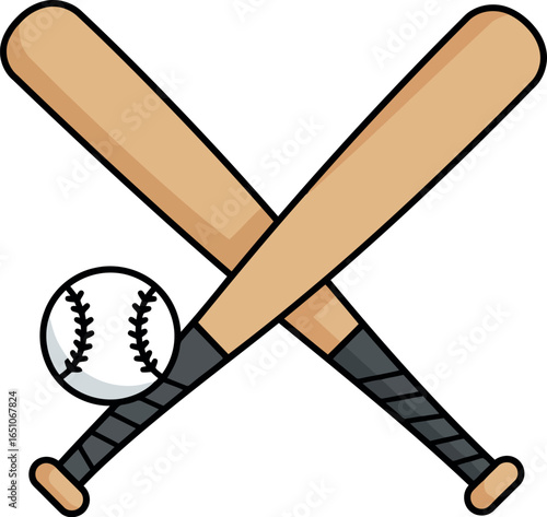 Crossed baseball bats and ball sports icon