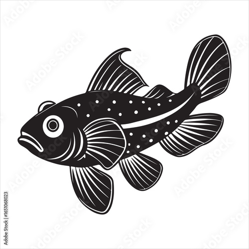 A Captivating Close-up of a Perching Goby, a Unique and Tiny Fish Resting Gracefully on Coral, Highlighting its Intricate Patterns and Calm Nature