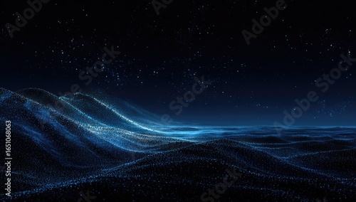 Cosmic landscape of glowing hills