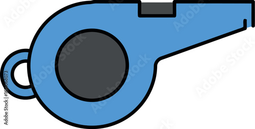 Blue referee whistle isolated on white background