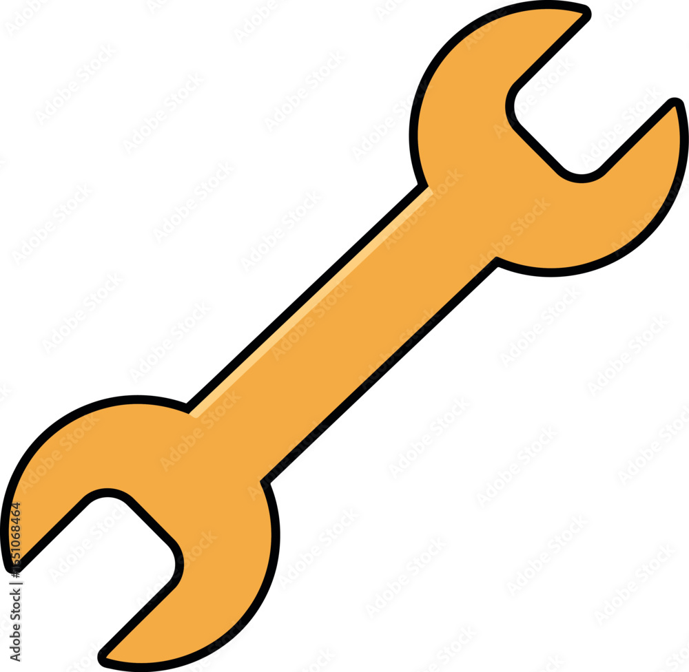 Golden wrench tool illustration Golden wrench tool illustration