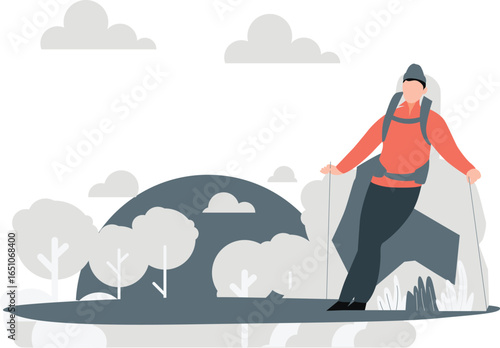 Due to the strong wind, the boy could not keep his balance