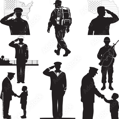 United States military and veteran silhouette vectors