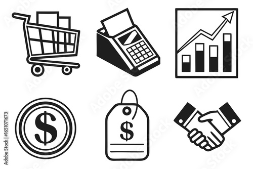 Set of business and finance icons isolated on white background