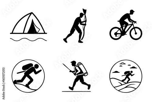 Collection of outdoor adventure and sports icons