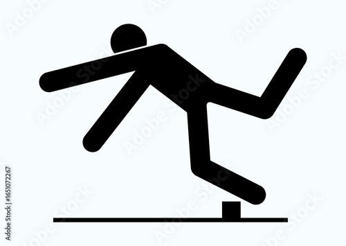 International sign warning floor level obstacle, black and white vector