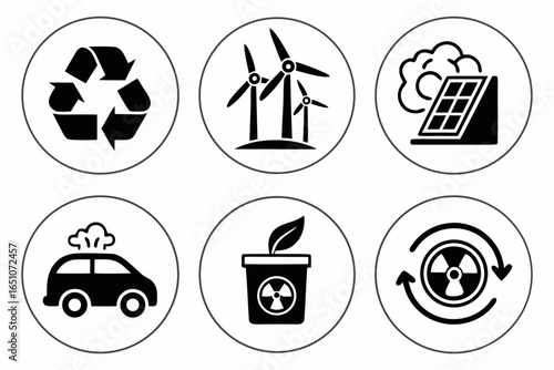 Set of ecofriendly energy and environment icons isolated on white background
