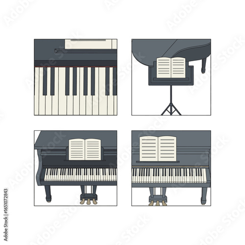 Piano Keyboard Perspective View Collection
