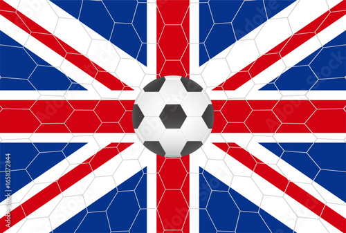 Flag of United Kingdom with Soccer Ball. Football Championship Concept. Vector Illustration.