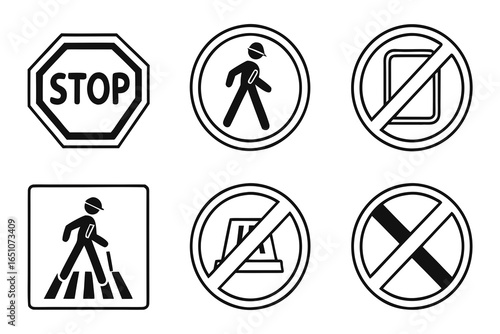 Collection of traffic signs isolated on white background