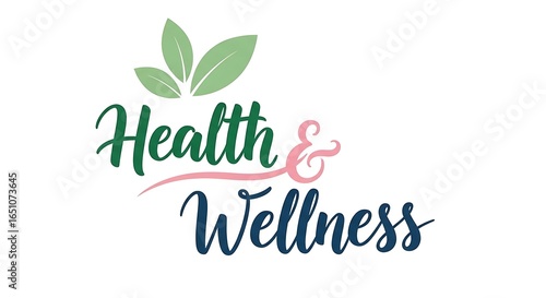 Health Wellness Logo with Green Leaves
