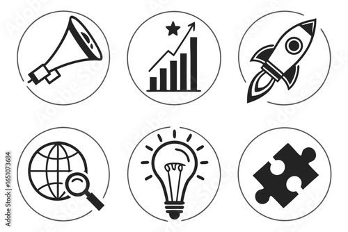 Set of business and startup icons isolated on white background