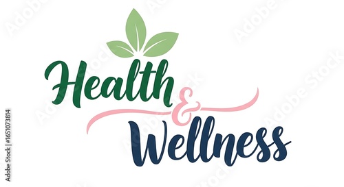 Health Wellness Logo with Green Leaves