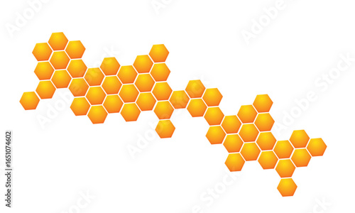 Orange blazing honeycomb, grid background from honeycomb. Abstract hot pattern. Vector