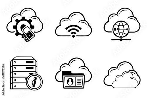 Cloud computing icons isolated on white background