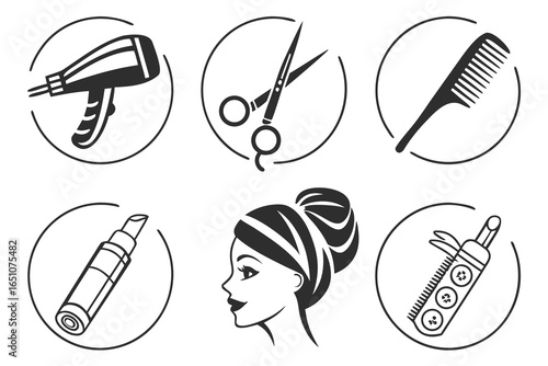 Beauty salon icons isolated on white background