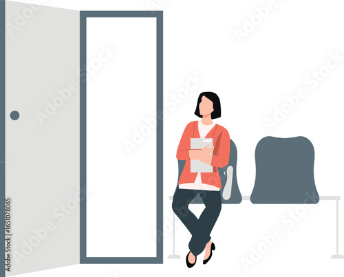 The girl is waiting her turn.