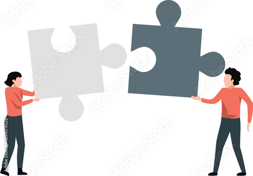 Two friends are solving jigsaw puzzles.
